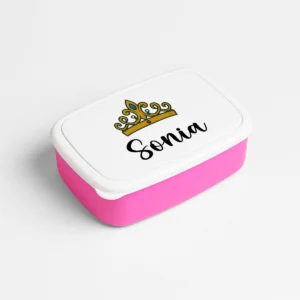 fiambrera rosa corana con nombre