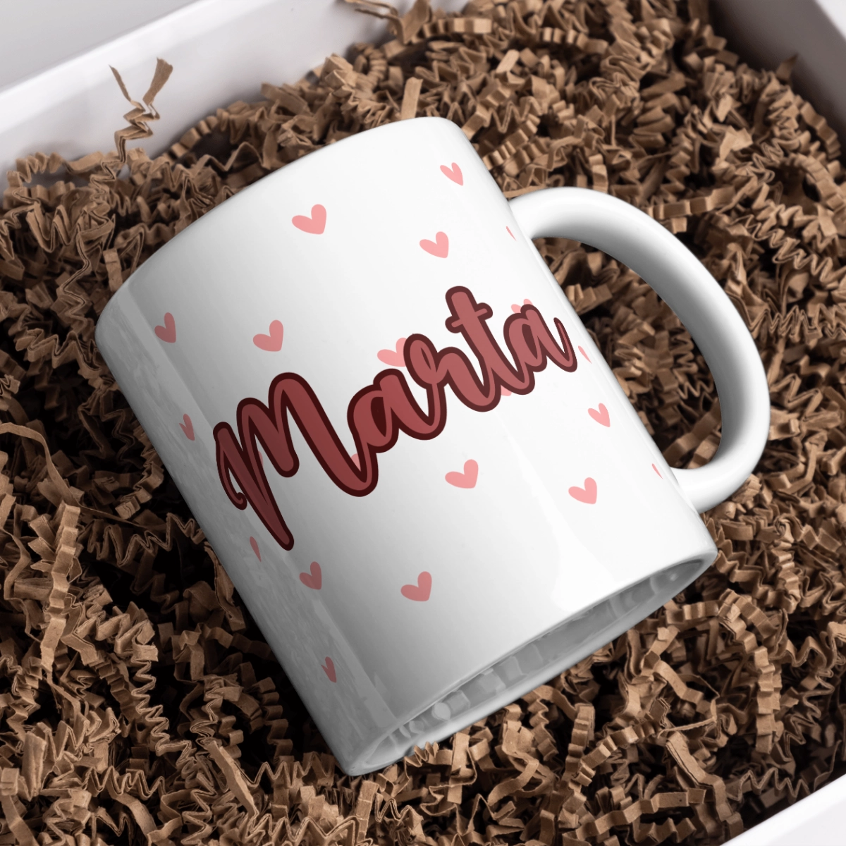 taza corazones rojos+ nombre