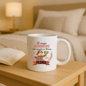Taza el mejor bombero del mundo +nombre