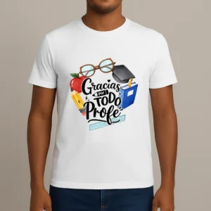 camiseta blanca gracias por todo profe