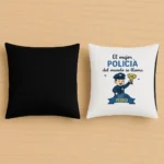cojin negro al mejor policia del mundo + nombre