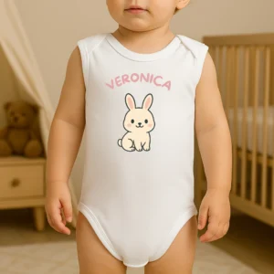 body blanco conejo mono+nombre rosa