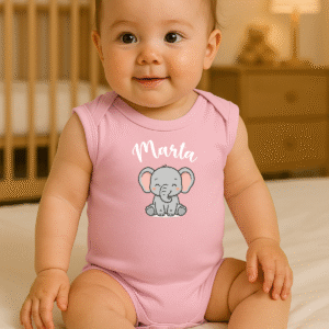 Body rosa con elefante mono
