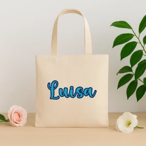 bolsa con asa +nombre azul