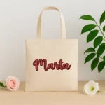 bolsa de asas +nombre rojo