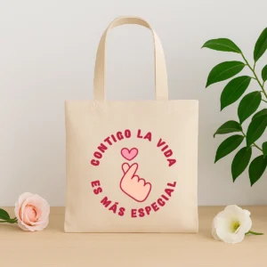 Bolsa de asa "Contigo la vida"