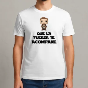Camiseta blanca funko "que la fuerza te acompañe"