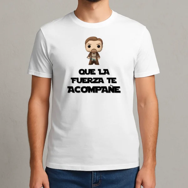 Camiseta blanca funko "que la fuerza te acompañe"