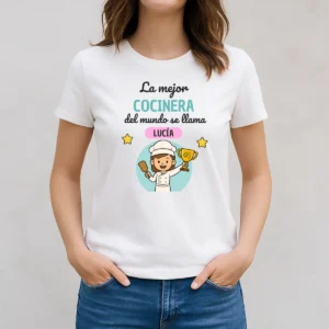 camiseta blanca personalizable la mejor cocinera
