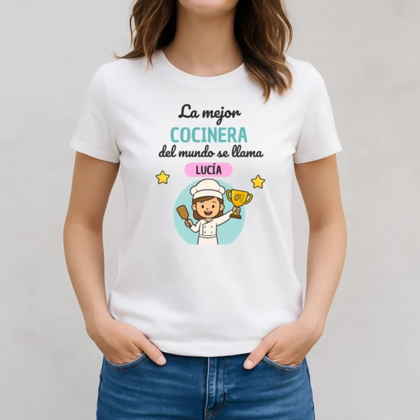 camiseta blanca personalizable la mejor cocinera