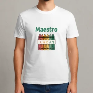 camiseta blanca maestro +nombre