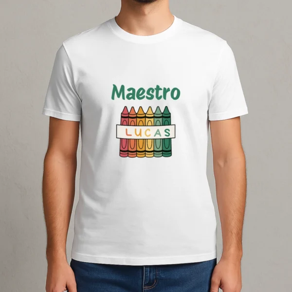 camiseta blanca maestro +nombre