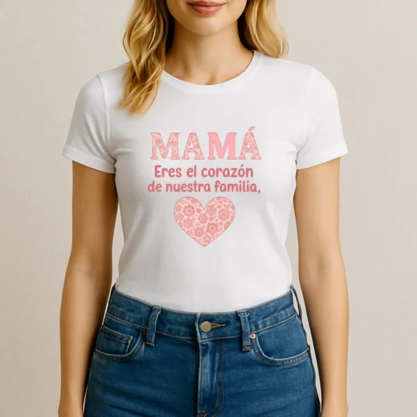 Camiseta original mama eres el corazón de esta familia