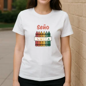 camiseta blanca seño+nombre
