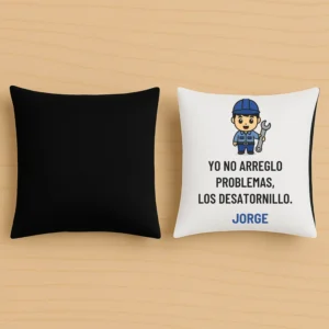 Cojín personalizado para mecánico con nombre