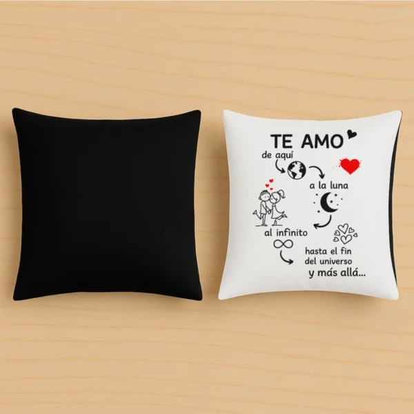 cojín negro te amo de aqui a la luna negro