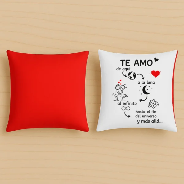 Cojin rojo te amo de aqui a la luna