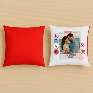 Cojin rojo parejas personalizables