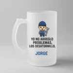 Jarra de cerveza personalizada para mecánico + nombre