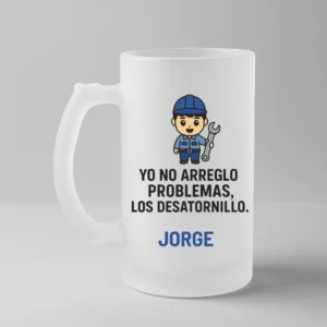 Jarra de cerveza personalizada para mecánico + nombre