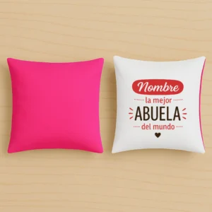 Cojín rosa nombre la mejor abuela del mundo