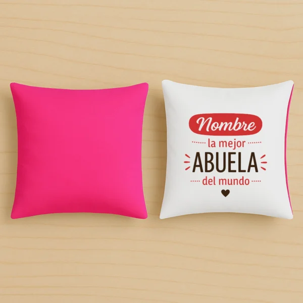 Cojín rosa nombre la mejor abuela del mundo