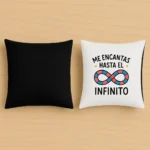 cojin negro me encantas hasta el infinito