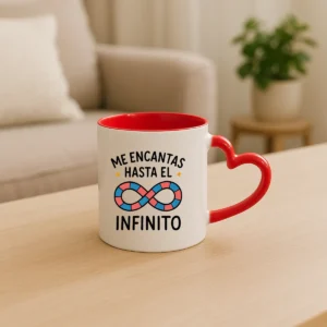 Taza corazon me encantas hasta el infinito