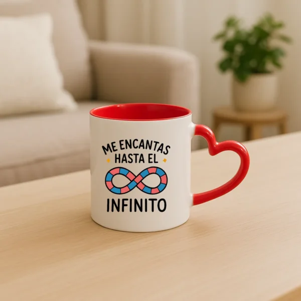 Taza corazon me encantas hasta el infinito