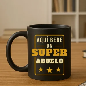 Taza negra aqui bebe un superabuelo