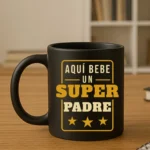taza negra aqui bebe un super padre