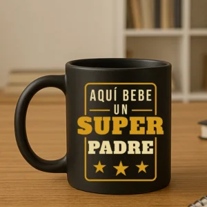 taza negra aqui bebe un super padre