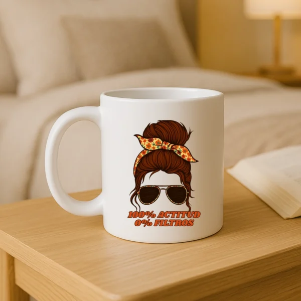 Taza blanca 100%actitud 0%filtro
