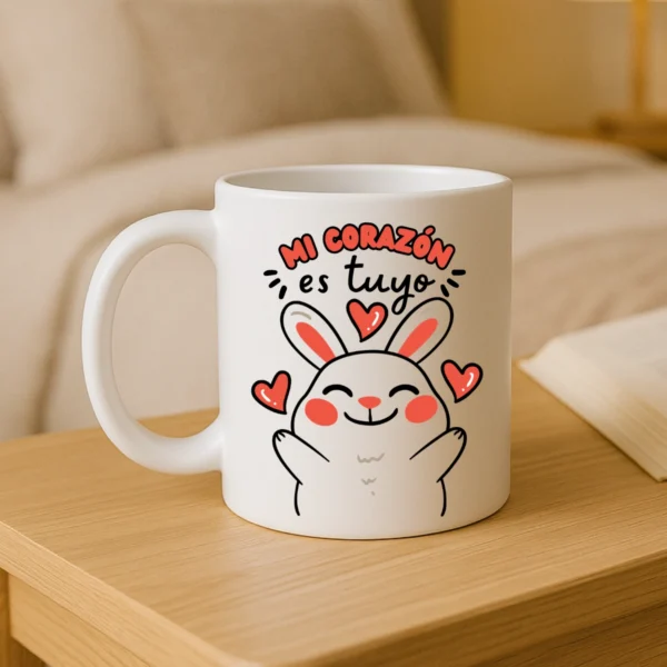 Taza blanca "mi corazon es tuyo"