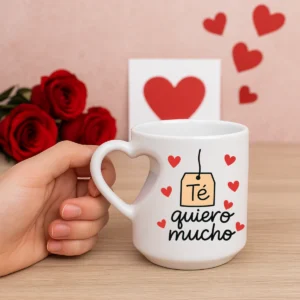 Taza asa corazón blanco "Te quiero mucho"