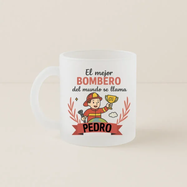 Taza personalizada esmerilada el mejor bombero del mundo
