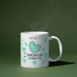 Taza blnaca medico como tu + nombre