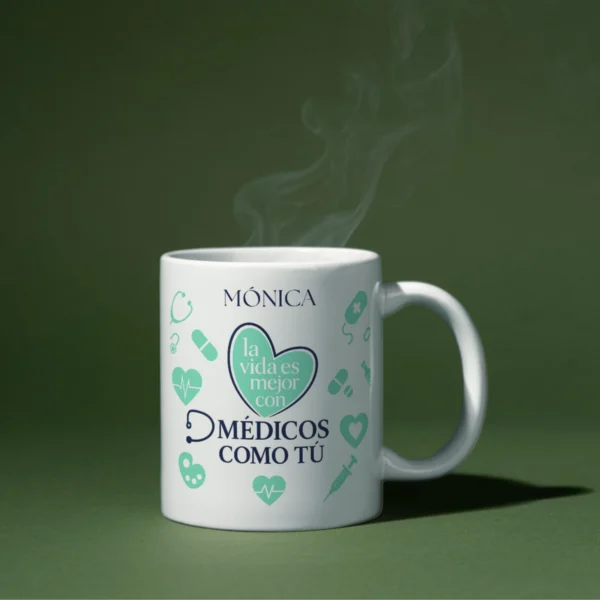 Taza blnaca medico como tu + nombre