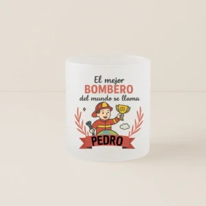 Vaso personalizado esmerilado el mejor bombero del mundo