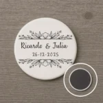 Imán redondo blanco boda | Bouquet