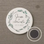 Imán redondo blanco boda | Floral