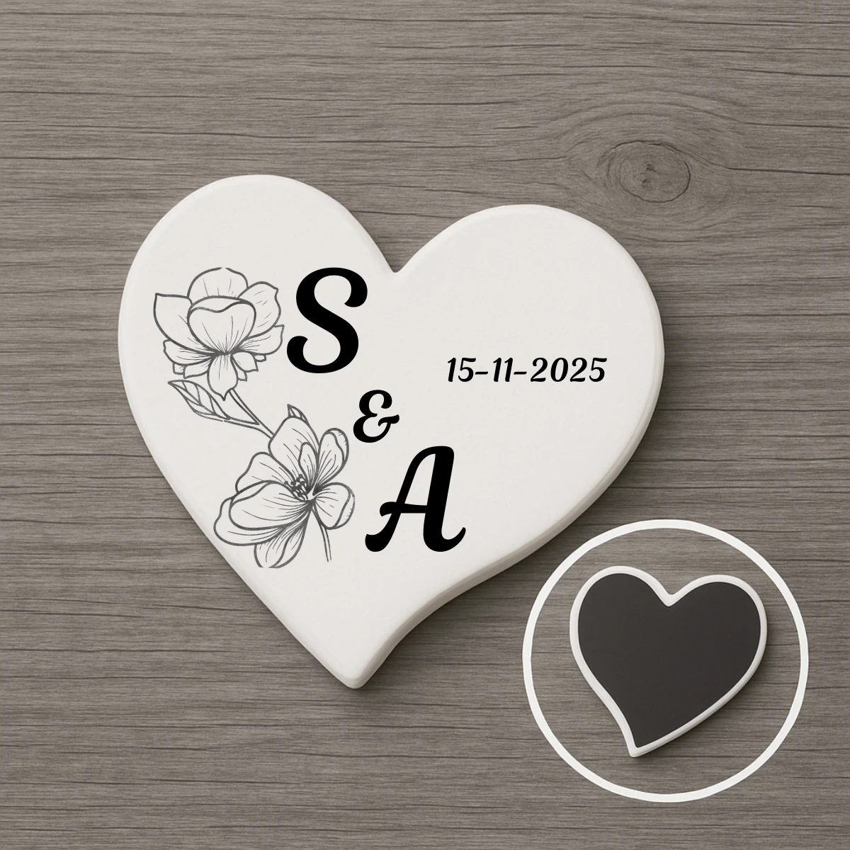 Imán corazón blanco boda | Tulipan