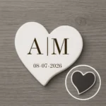 Imán corazón blanco boda | Iniciales