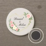 Imán redondo blanco boda | Corazón