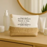 Neceser flecos personalizado para boda, diseño Bouquet