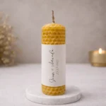 Vela cera de abeja artesanal para boda 10x3cm | Floral