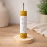 Vela cera de abeja artesanal para boda 10x2cm | Floral