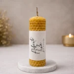 Vela cera de abeja artesanal para boda 10x3cm | Cursiva M