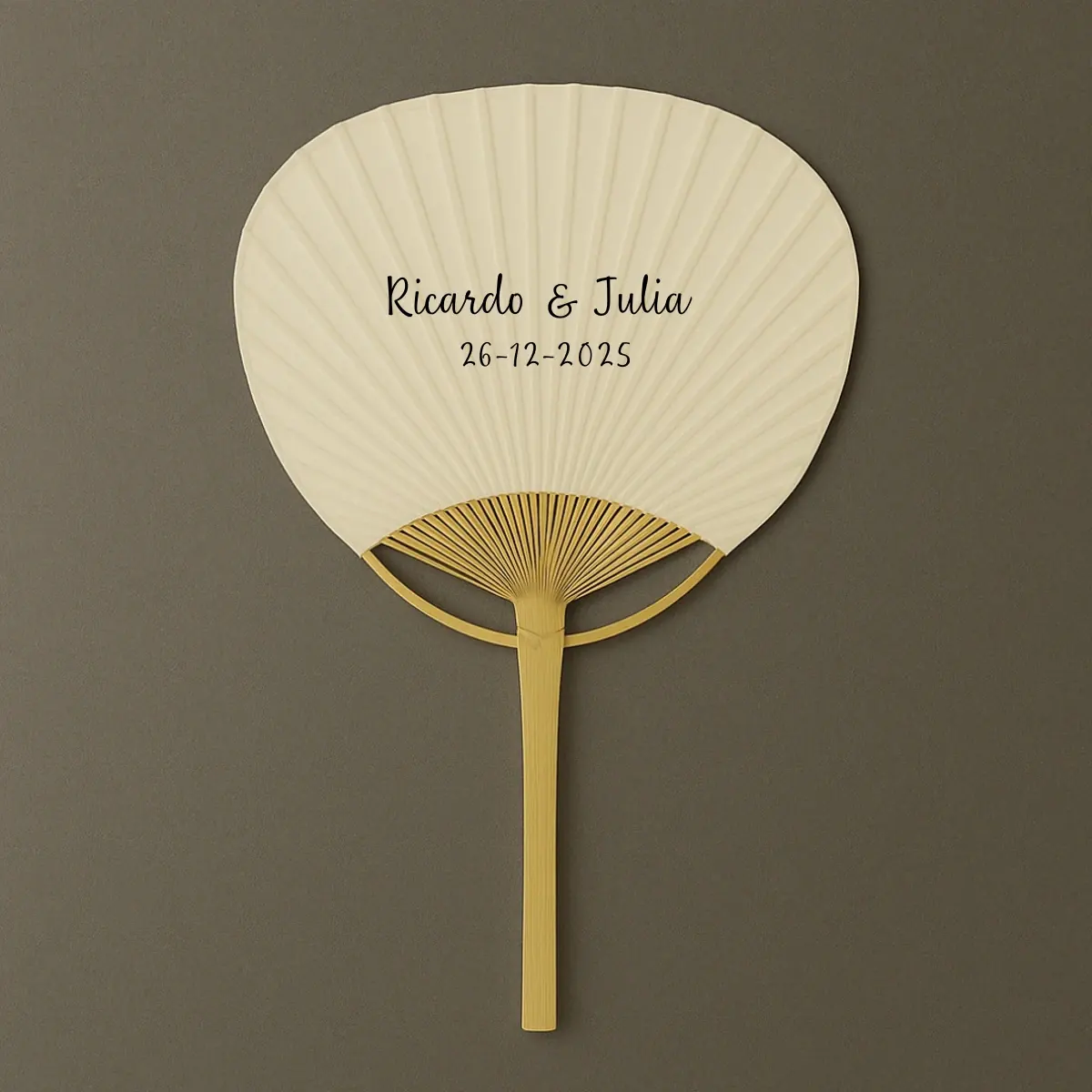 Abanico paypay beige personalizado | Diseño Bouquet