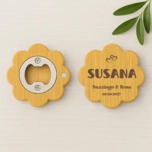Marcasitios abridor imantando de madera floral | Diseño Cranberry